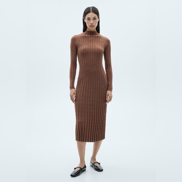 Mango Brown ribbed Dress NWT - Picture 3 of 6